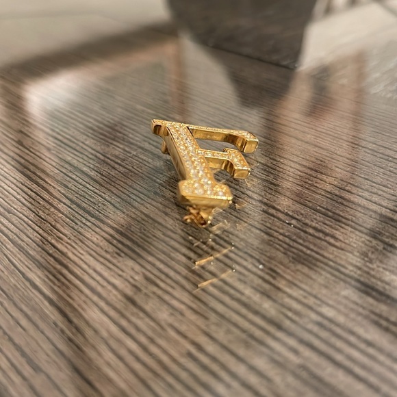 Anne Klein Gold-tone Rhinestone “F” Inital Pin - Picture 7 of 15